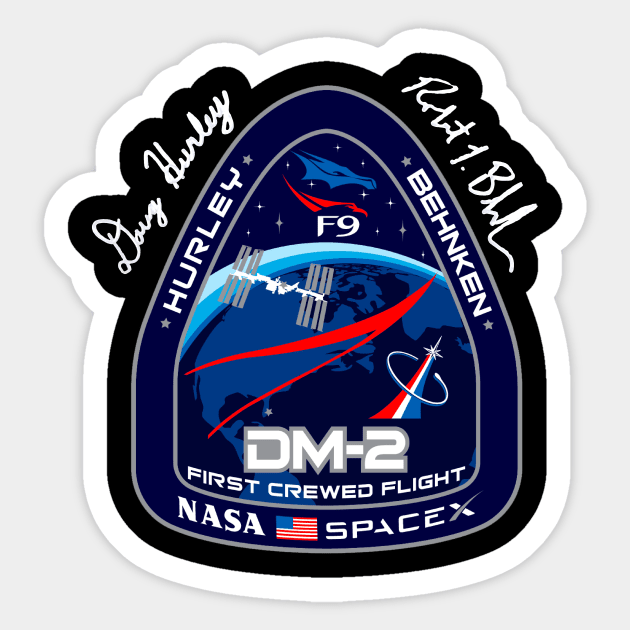 Nasa Spacex patch demo-2 with hurley behnken signature Sticker by Adaba